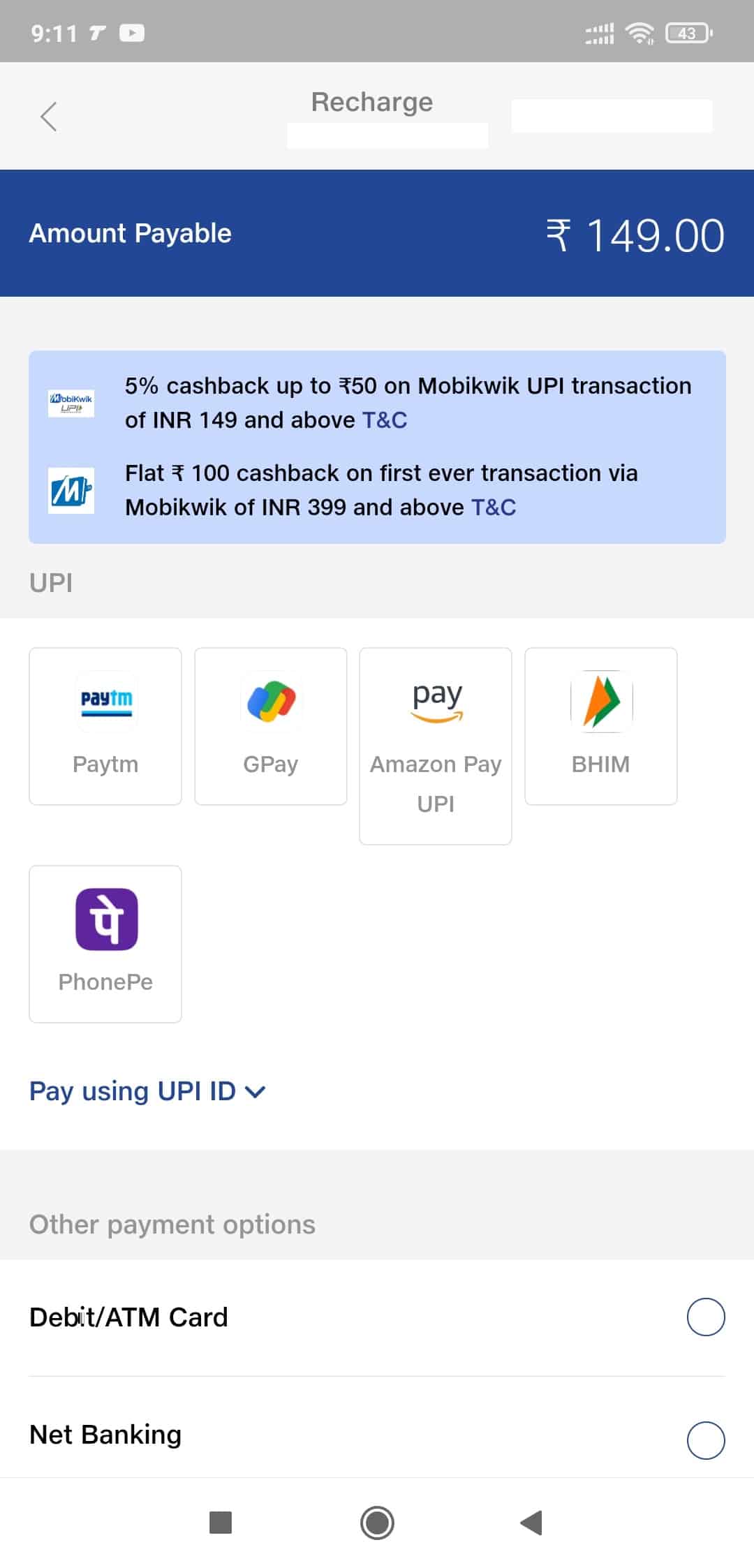 Payment Options On My Jio