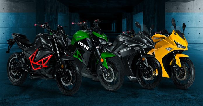 Find the price of four electric motorcycles of Joy Electric Bike which will run 110 km on one charge.

